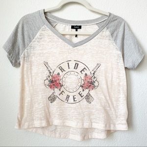 Nollie Tops - Nollie Ride Free Burn Out Graphic Crop Top Small Nollie Tops - Nollie Ride Free Burn Out Graphic Crop Top Small